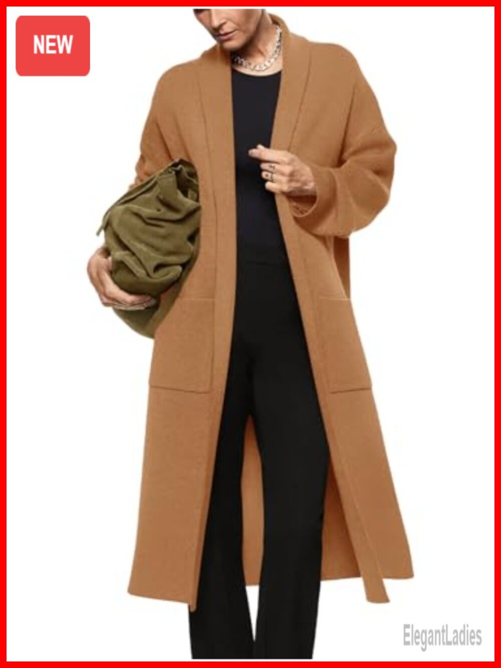 Women's Oversized Open Front Maxi Cardigan Sweater Coat Long Sleeve Knit